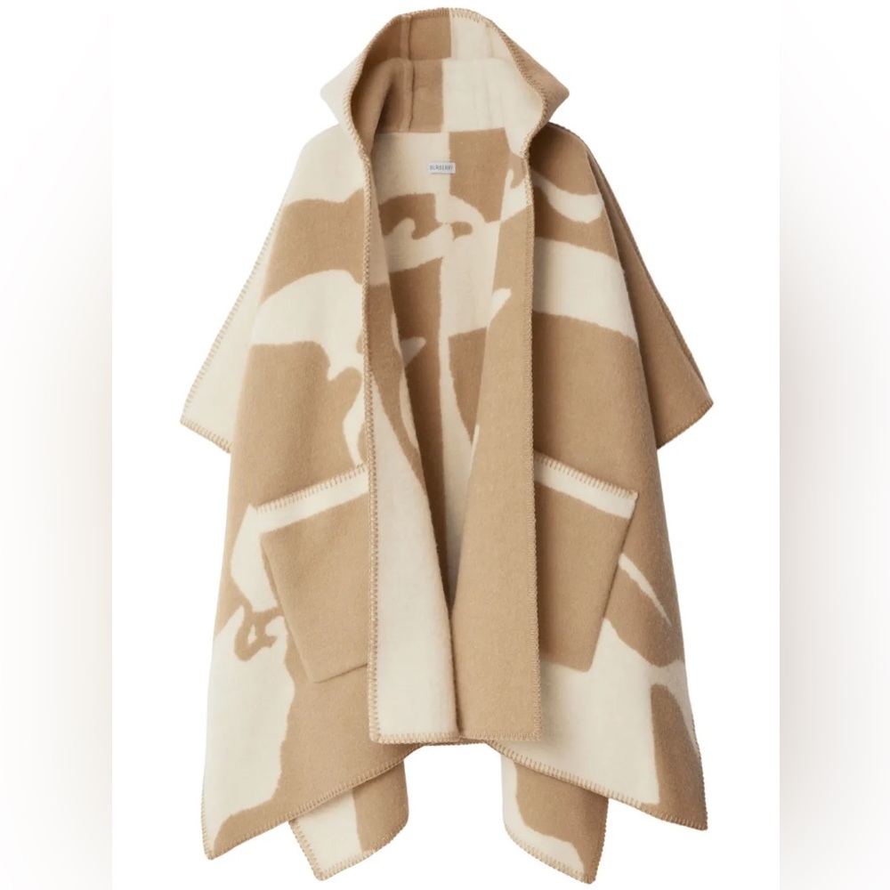 Burberry Catherine EKD Wool Hooded Cape with Pockets